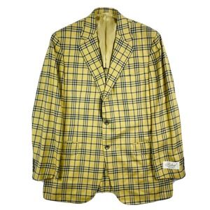 Belvest Gold‎ Blue Checked Silk Wool Metal Button Blazer Size 40R NWT